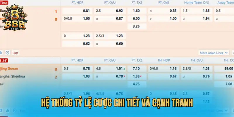 Hệ thống tỷ lệ cược chi tiết và cạnh tranh