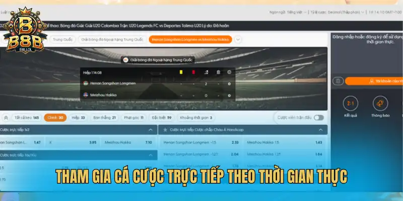 Đặt cược theo thời gian thực kịch tính